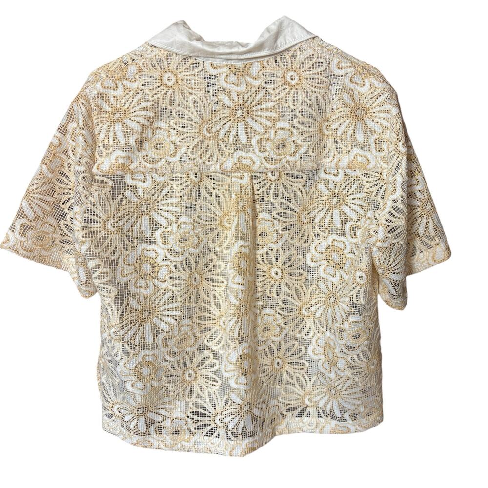 Sandro Paris Amarine Shirt Ivory Crochet Lace Blouse EU 3 - Picture 9 of 16